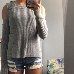Grey Cardigan with Shoulder cut-outs